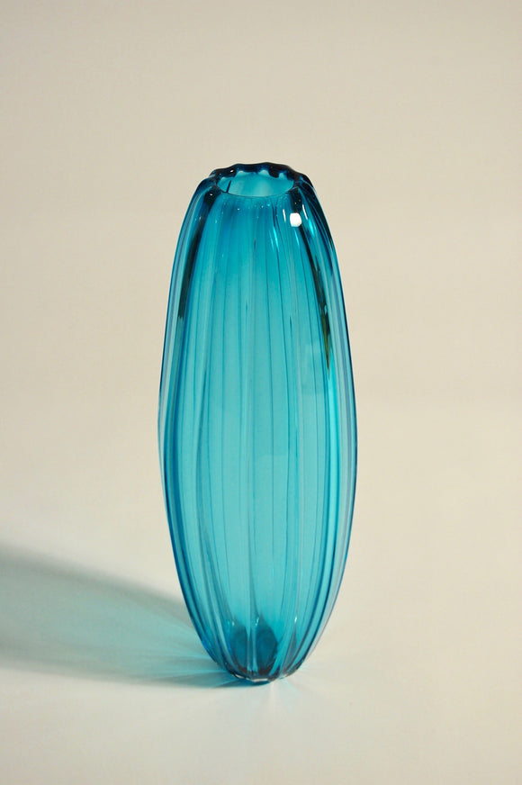 Blue Ridged Torpedo Vase