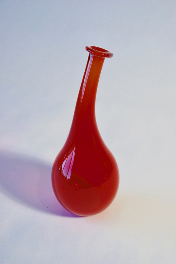 Red Bent Neck Vase