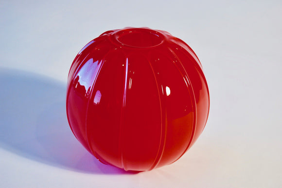Red Ridged Globe Vase
