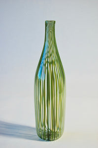 Green Striped Wine Bottle Vase
