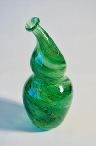 Green Swirled Bent Neck Vase
