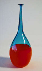 Orange and Blue Incalmo Pencil Neck Vase