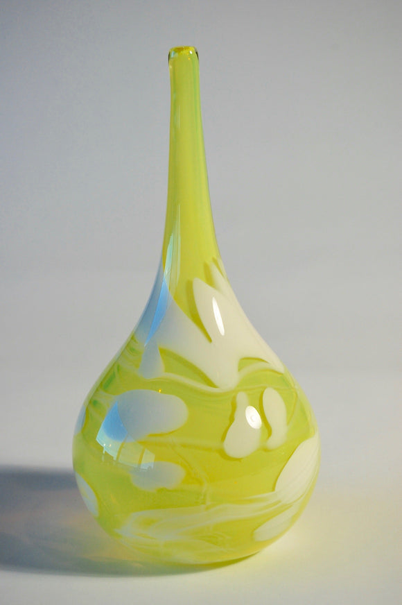 Yellow and White Teardrop Vase