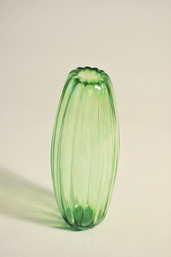 Light Green Ridged Torpedo Vase