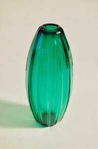 Emerald Green Ridged Torpedo Vase