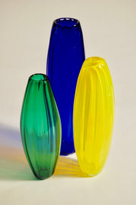 Green/Yellow/Blue  Ridged Torpedo Vase Set #3