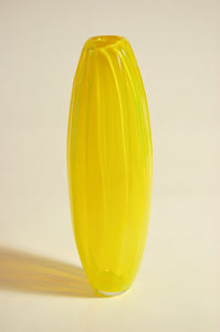 Yellow Ridged Torpedo Vase