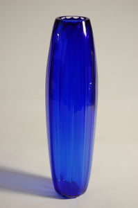 Cobalt Blue Ridged Torpedo Vase
