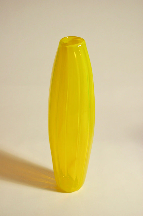 Yellow Ridged Torpedo Vase