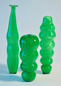Mottled Green Waisted Vase Set #1