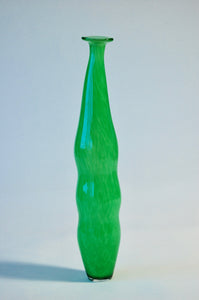 Mottled Green Tall Waisted Vase