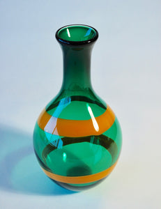 Emerald Green Vase with Wide Orange Stripe