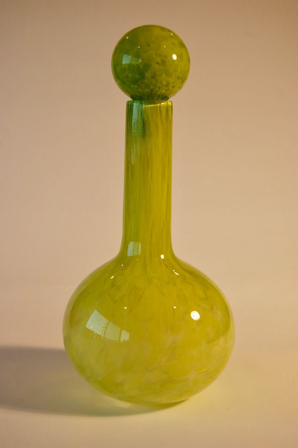 Mottled Olive Green Apothecary Vase with Stopper