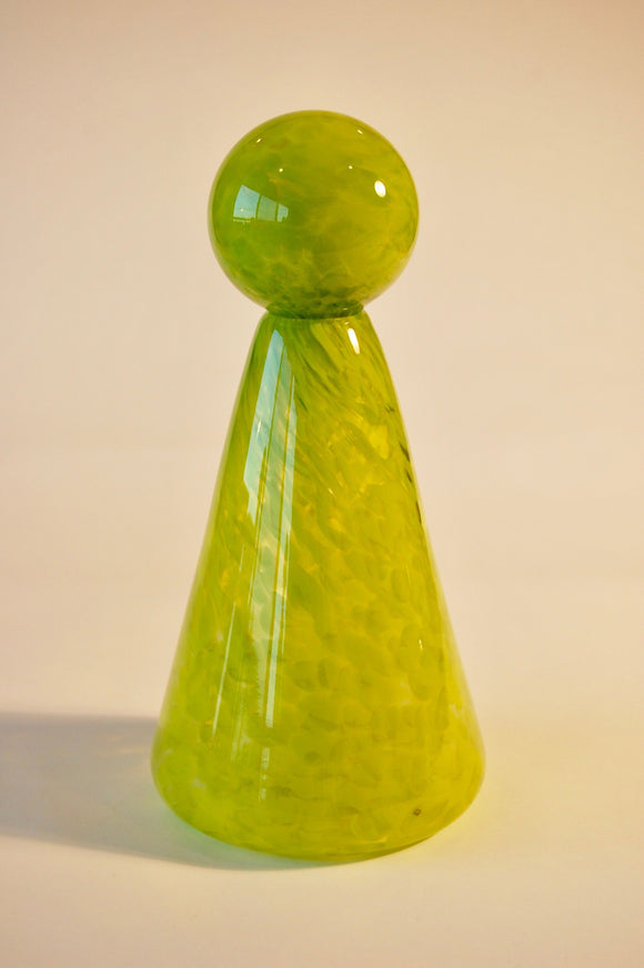 Mottled Olive Green Cone Vase with Stopper
