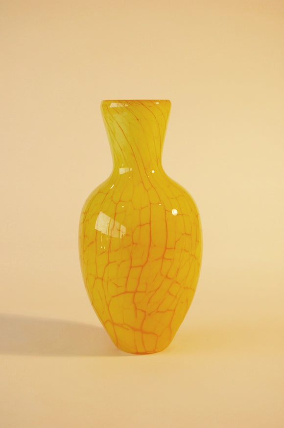Yellow Crackle Amphore Vase