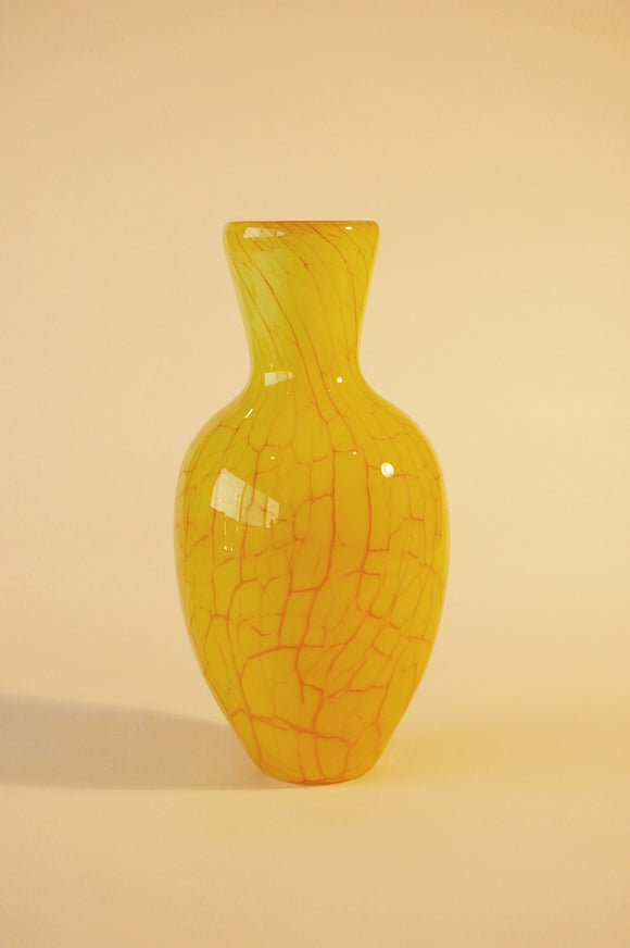 Yellow Crackle Amphore Vase