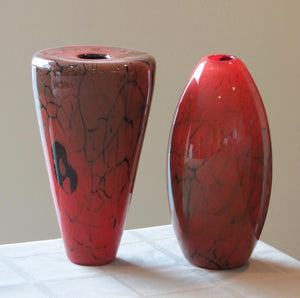 Red and Black Crackle Vase Set #1