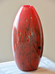 Red and Black Crackle Log Vase