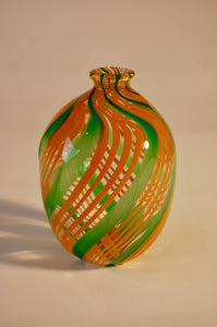 Orange and Green Striped Vase