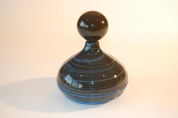 Black and blue Striped Vase with Stopper