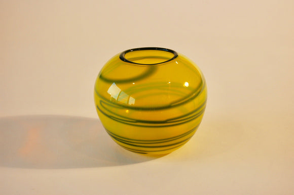 Yellow and Green Striped Vase