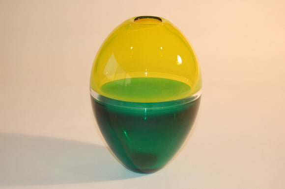Yellow and Green Incalmo Torpedo Vase