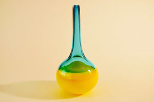 Yellow and Blue Incalmo Pencil Neck Vase